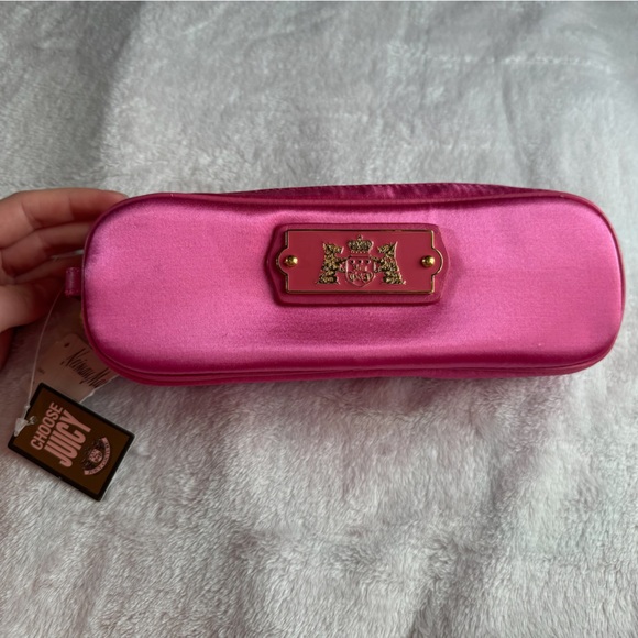 Juicy Couture Handbags - NEW NWT Juicy Couture Satin Hot Pink Makeup Cosmetics Travel Small Bag Gold Logo
